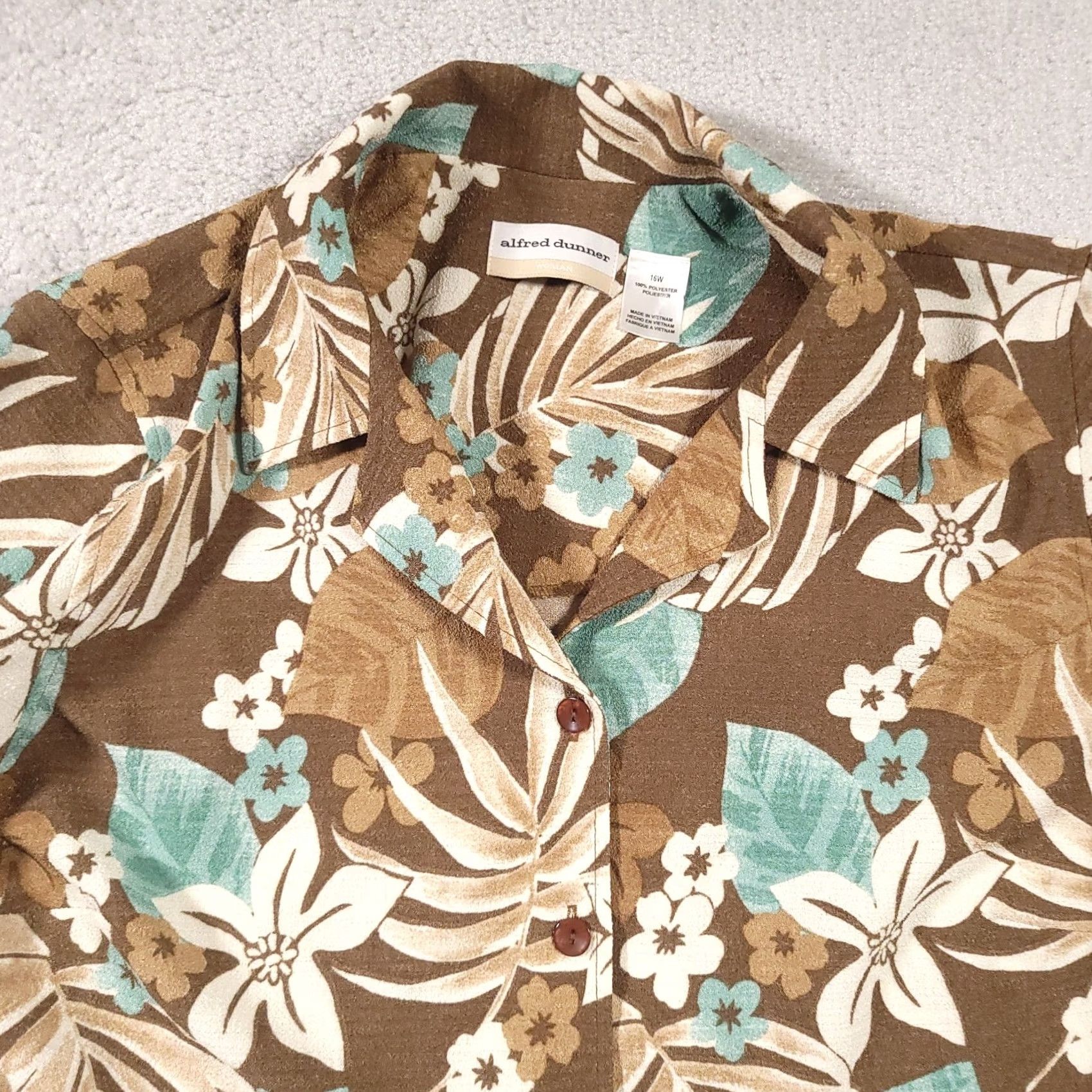 Vintage VINTAGE Alfred Dunner Hawaiian Floral Short Sleeve Button-Up Knit Shirt Womens 16W Beach Size XXL / US 16-18 / IT 52-54 - 3 Thumbnail