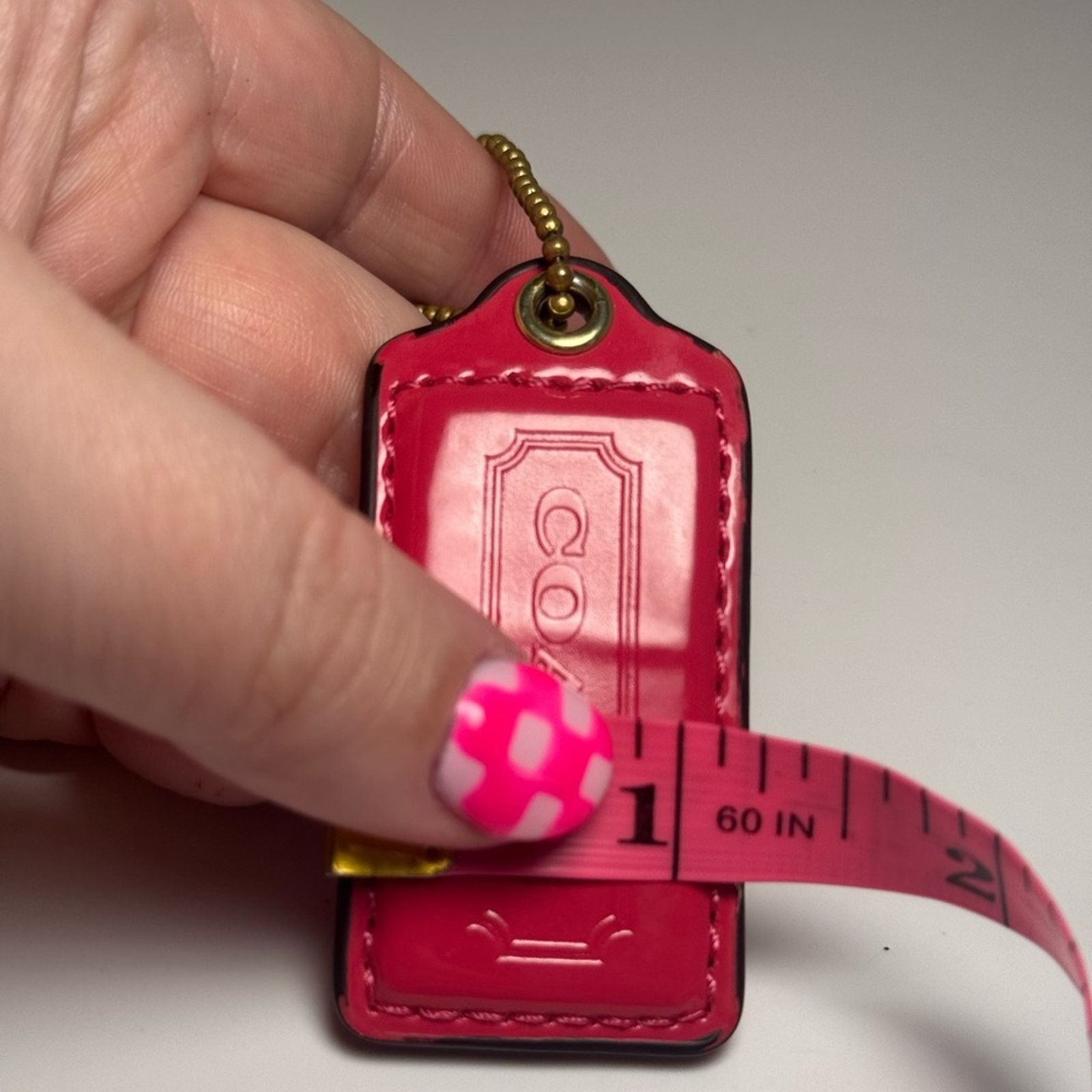 Coach Coach Hot Pink Leather Hang Tag Bag Charm w/Ball Chain Size ONE SIZE - 3 Thumbnail