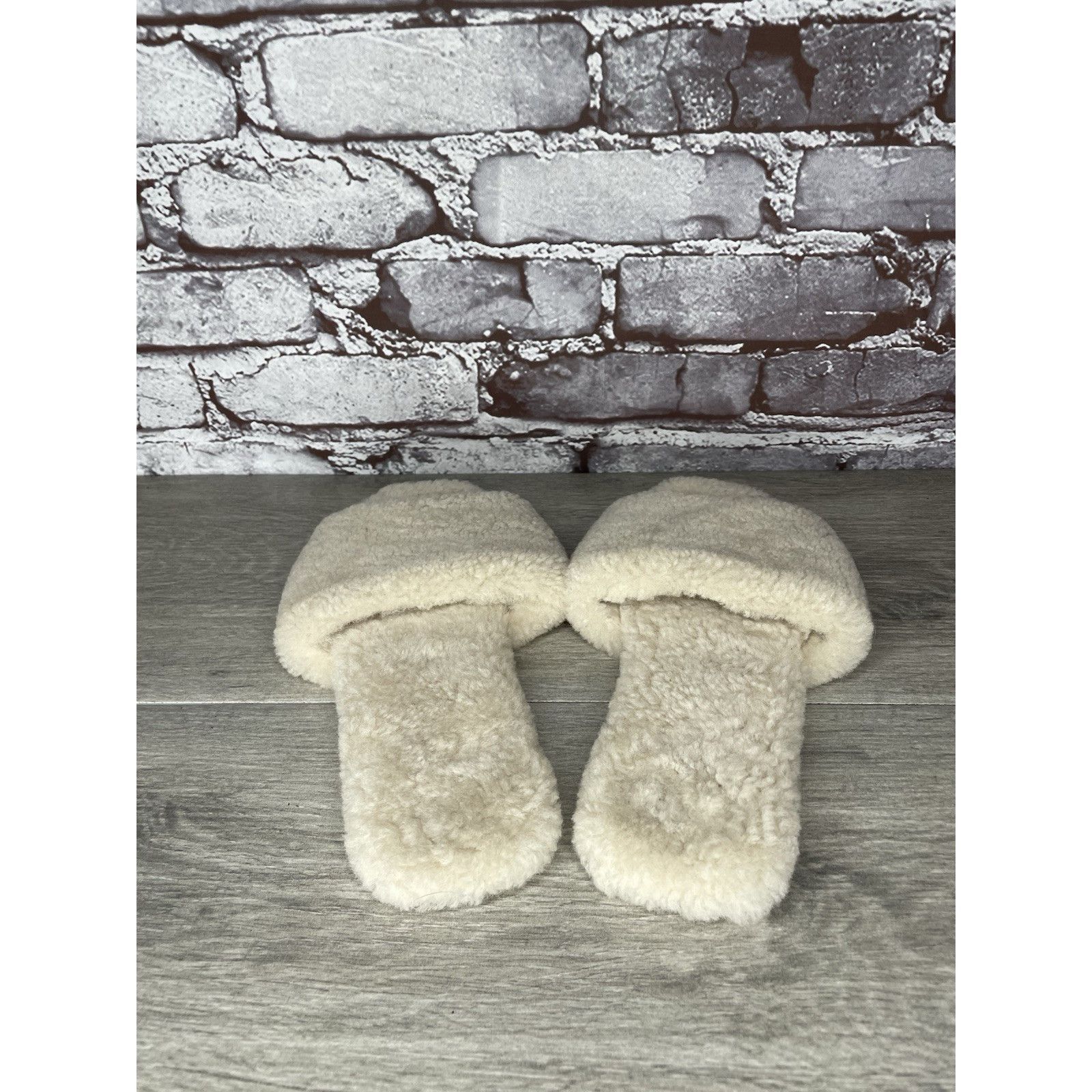 Other Raye Sherp Ivory Cream Faux Fur Slippers Open Toe Sandals Wo Size US 7 / IT 37 - 13 Thumbnail