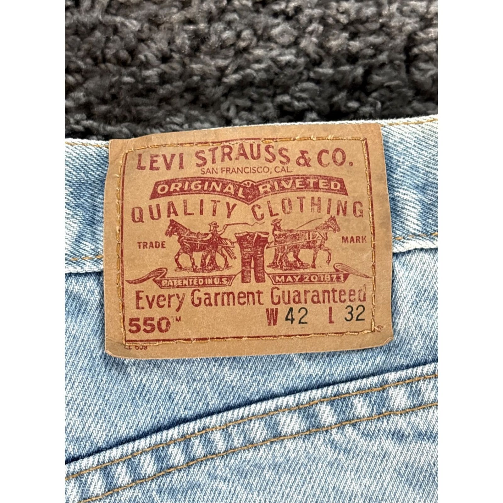 Levi's VINTAGE Levi's 550 Jeans 42x32 Blue Denim Wide-Leg 5-Pocket Relaxed USA Men Size US 42 / EU 58 - 6 Thumbnail