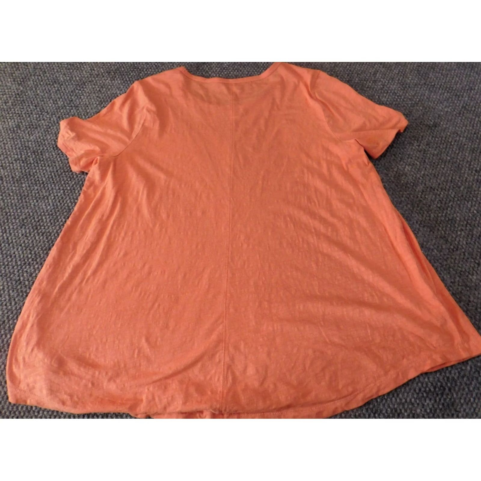 Ann Taylor Ann Taylor Loft Blouse L Womens Maternity Orange Round Neck Short Sleeve Pullover Cotton Solid Ruffle Casual Casual Sleeve Boya? Size L / US 10 / IT 46 - 7 Thumbnail