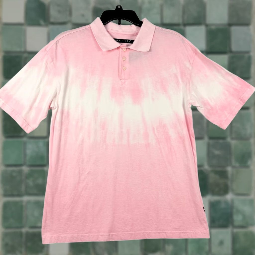 Vintage VINTAGE Edgar + Ash Polo Shirt Pink White Tie-Dye Batik Short Sleeve Mens Small SS Polo Shirt Pink Size US S / EU 44-46 / 1 - 1 Thumbnail