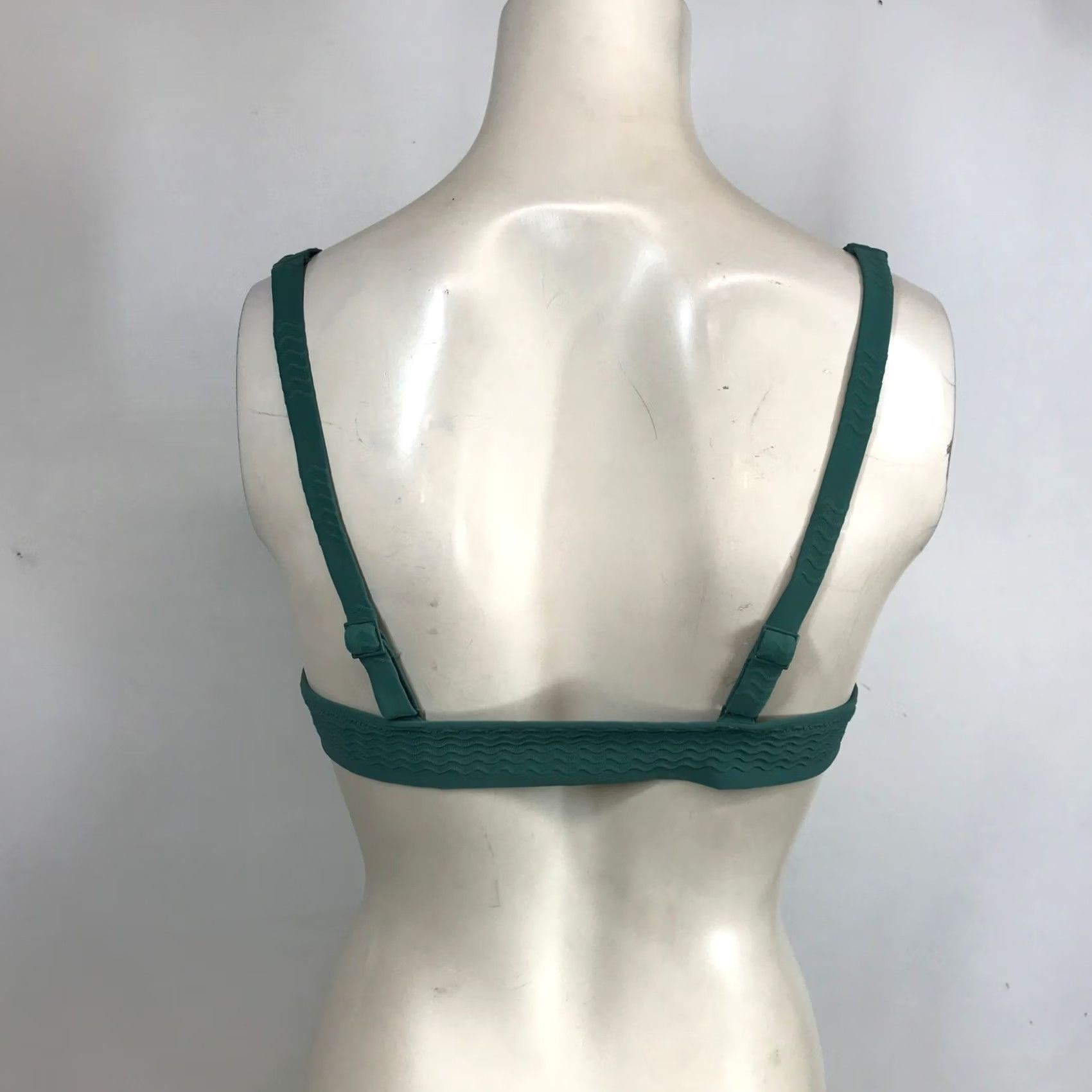 Vintage Aerie Womens Large Dark Teal Green Textured Wavy Scoop Neck Bikini Top Swimwear Size M / US 6-8 / IT 42-44 - 5 Thumbnail