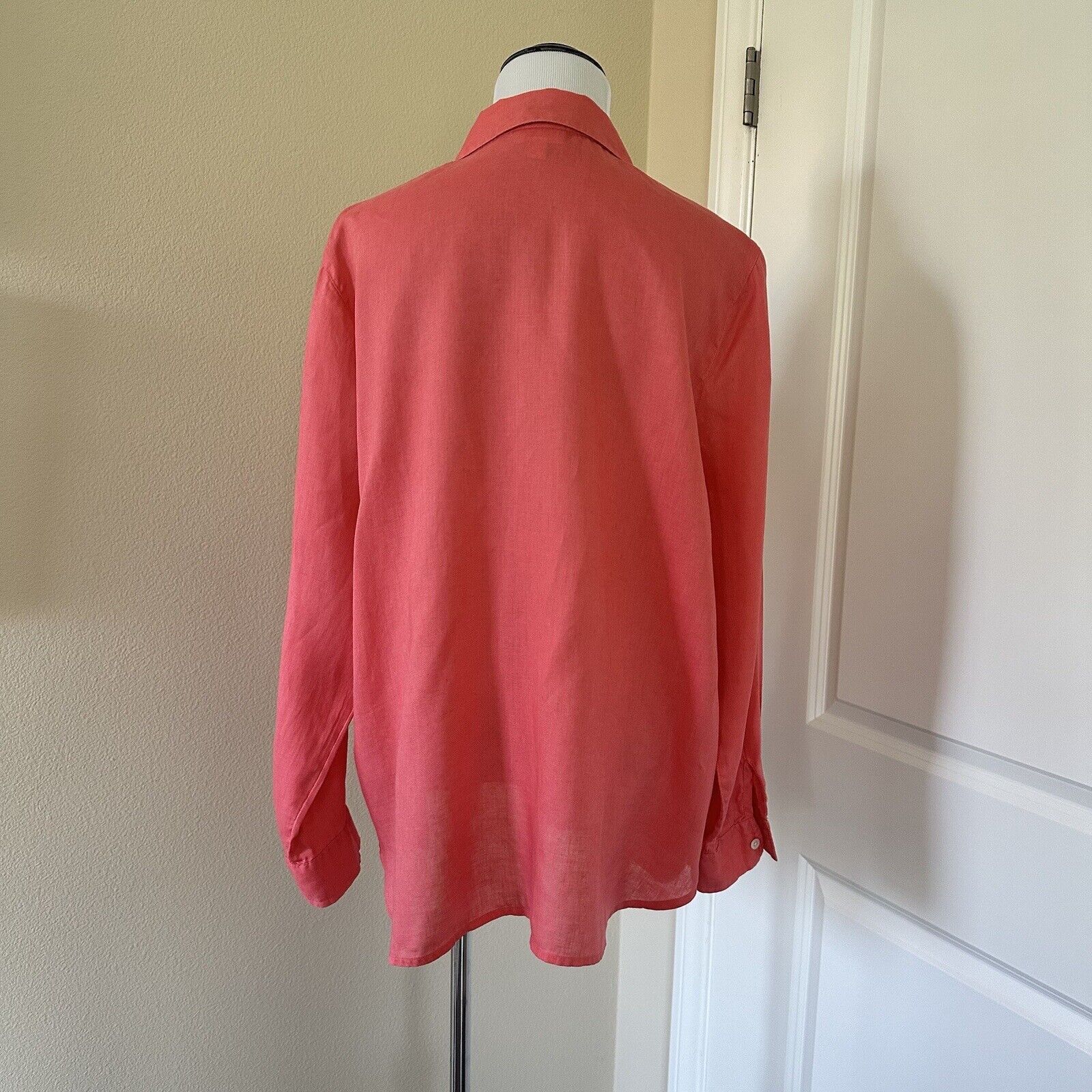 J. Jill J.Jill Women Linen Essential Shirt Button Down Coral Size M Size M / US 6-8 / IT 42-44 - 5 Thumbnail