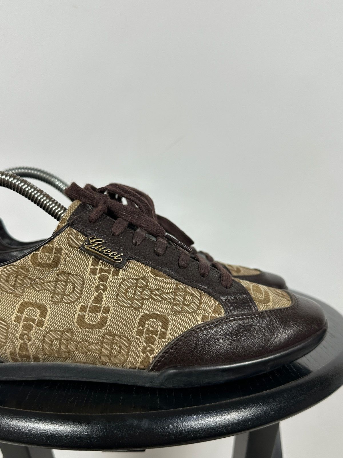 Gucci Gucci GG Monogram Leather/Canvas Lace Up Low Sneakers Size US 6 / IT 36 - 17 Thumbnail