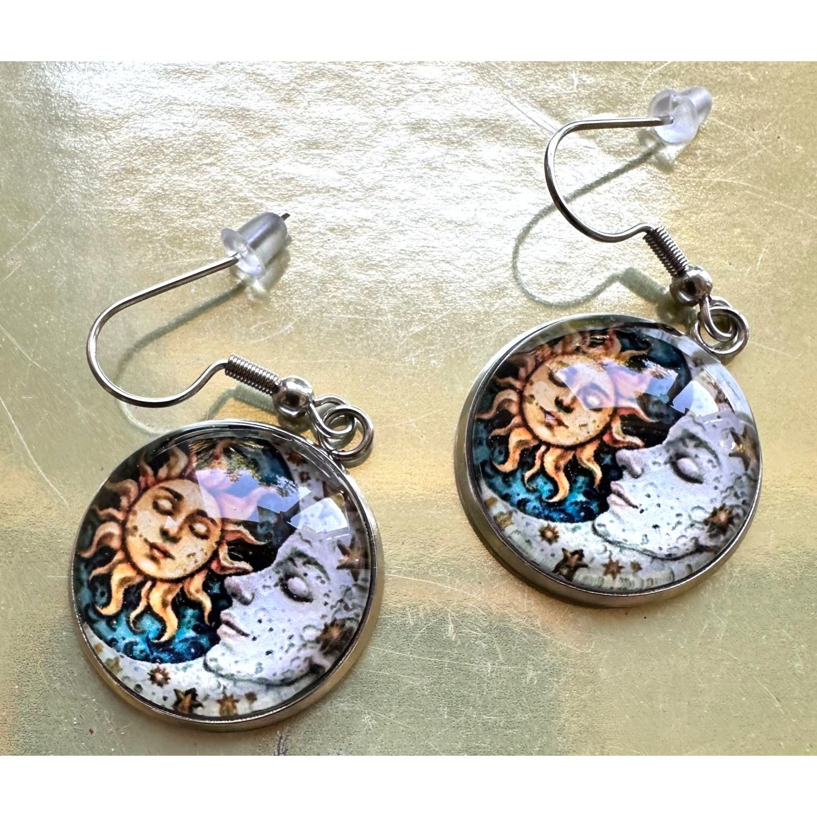 Handmade Sun Moon Earrings Navy Blue Eclectic Planet Astrology Zodiac Size ONE SIZE - 9 Thumbnail
