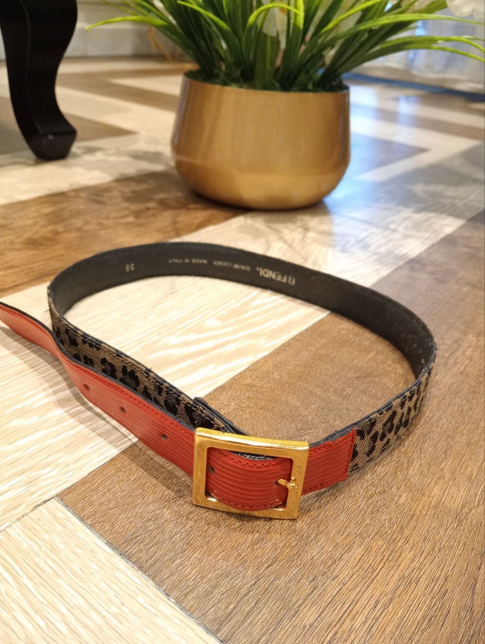 Fendi FENDI RED TEXTURED LEATHER & LEOPARD BELT Size ONE SIZE - 2 Thumbnail