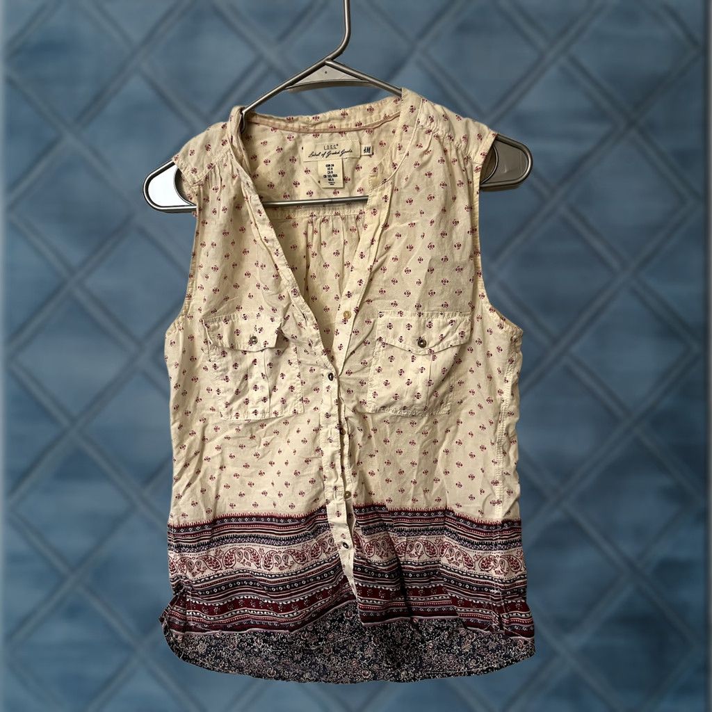 H&M H&M Blouse Women Sleeveless Multicolor Floral Paisley V-Neck Size 34/8 Regular Girl? Size M / US 6-8 / IT 42-44 - 1 Thumbnail