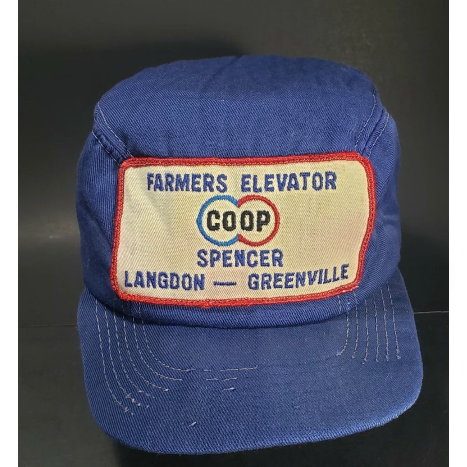 Vintage VTG FARMERS ELEVATOR COOP SPENCER LANGDON GREENVILLE EAR FLAP CO-OP BLUE CAP HAT Shirt Cap Hats? Size ONE SIZE - 2 Thumbnail