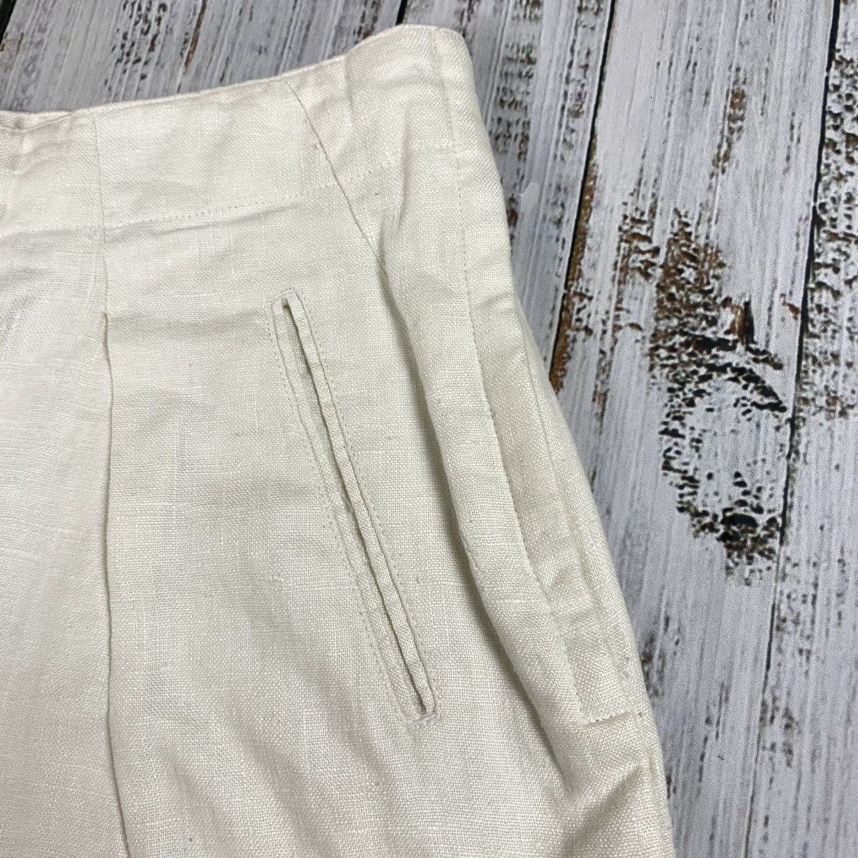 Gap VINTAGE Gap 80s 90s High Rise Pleated Linen Pants 7/8 Ivory Women's Rare Size 28" / US 6 / IT 42 - 4 Thumbnail