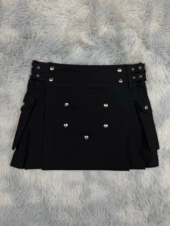 Celine Celine Black Studded Scottish Skirt Size US 30 / EU 46 - 2 Thumbnail