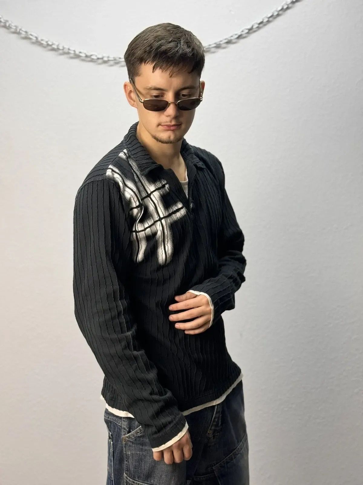 If Six Was Nine × Le Grande Bleu (L.G.B.) × Vintage VINTAGE SWEATER AVANT GARDE IF SIX WAS NINE STYLE GOTHIC Size US L / EU 52-54 / 3 - 8 Thumbnail
