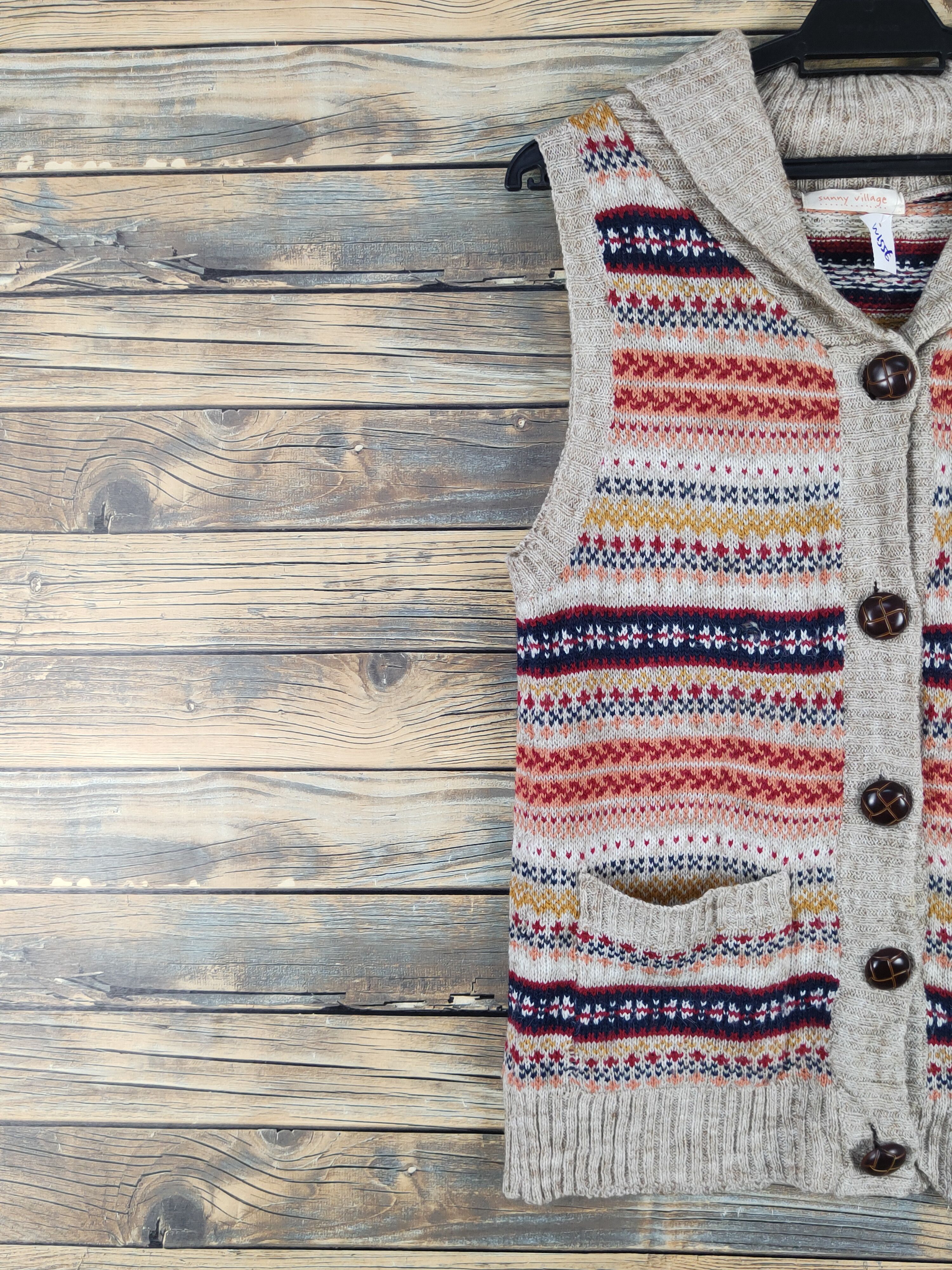 Homespun Knitwear × Japanese Brand × Vintage Sunny Village Brown Knitwear Vests #1556 Size M / US 6-8 / IT 42-44 - 3 Thumbnail