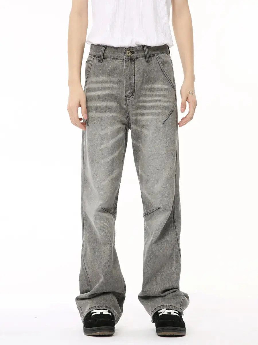 Japanese Brand Retro straight high street water pattern jeans Size US 32 / EU 48 - 1 Thumbnail