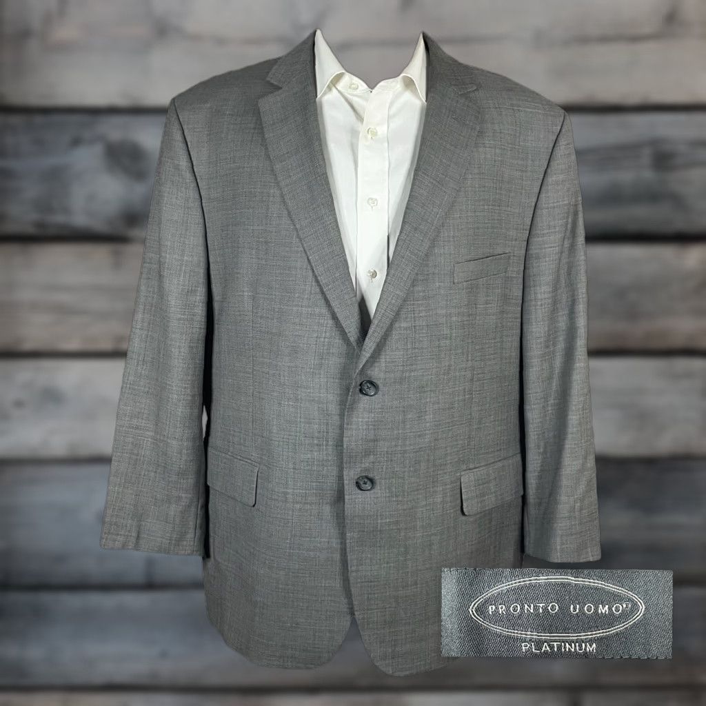 Pronto Uomo Vintage Blazer Jacket Men's 52R Gray Wool Single