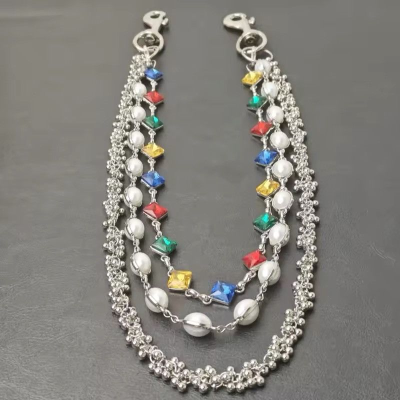 Japanese Brand Rhinestone Three Layers Pearl Keychain Wallet Accessories Size ONE SIZE - 8 Thumbnail