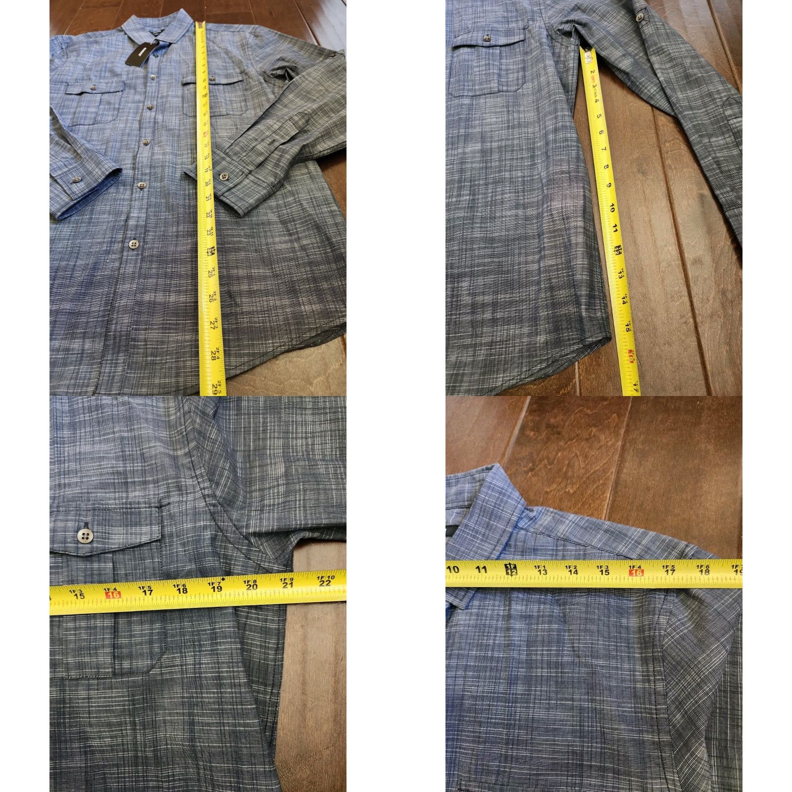 Alfani Alfani Men's Dress Shirt Heather Gray Long Sleeve Button Size 40R - 8 Thumbnail