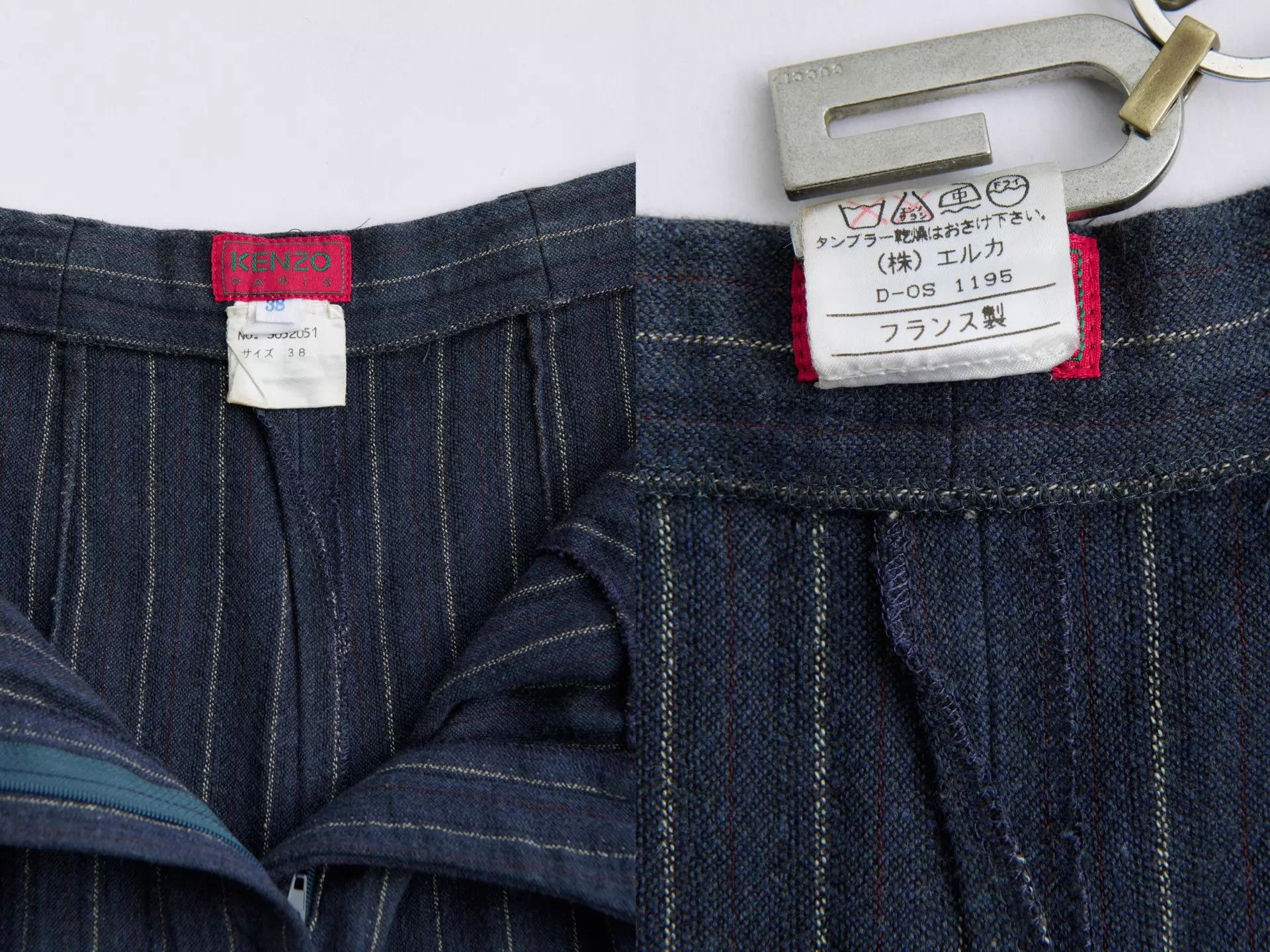 Kenzo KENZO 80s Navy Striped Wool Wide Leg Trousers Size 26" / US 2 / IT 38 - 9 Thumbnail