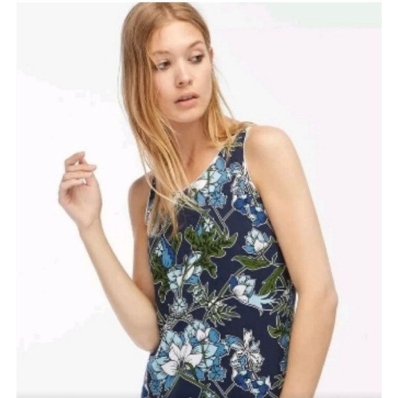 Massimo Dutti Massimo Dutti Navy Blue Botanical Floral Scoop Neck Dress, 4 Size S / US 4 / IT 40 - 5 Thumbnail