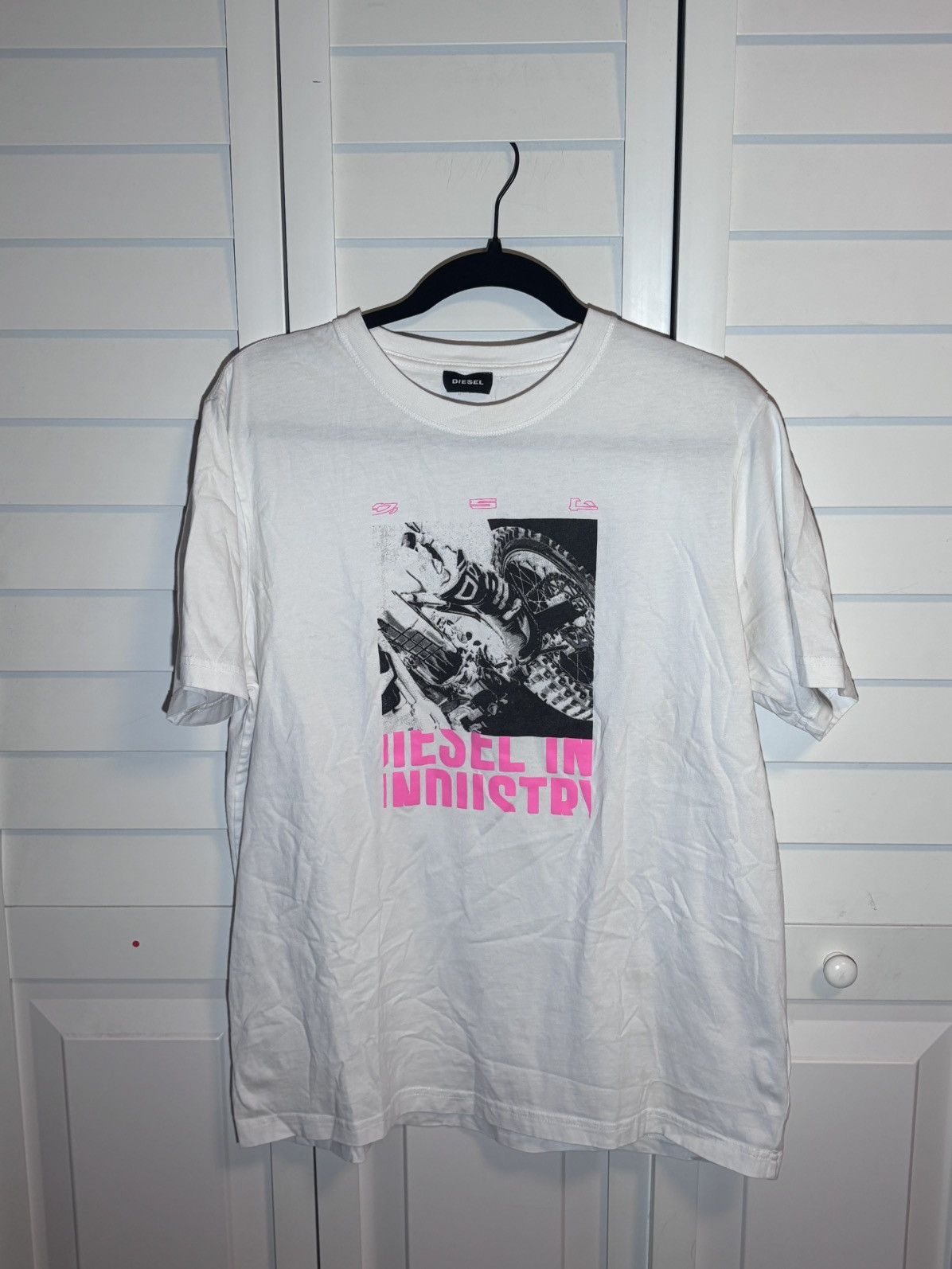 Diesel Diesel Industry Moto Graphic Tee Pink Print M Size US M / EU 48-50 / 2 - 1 Thumbnail