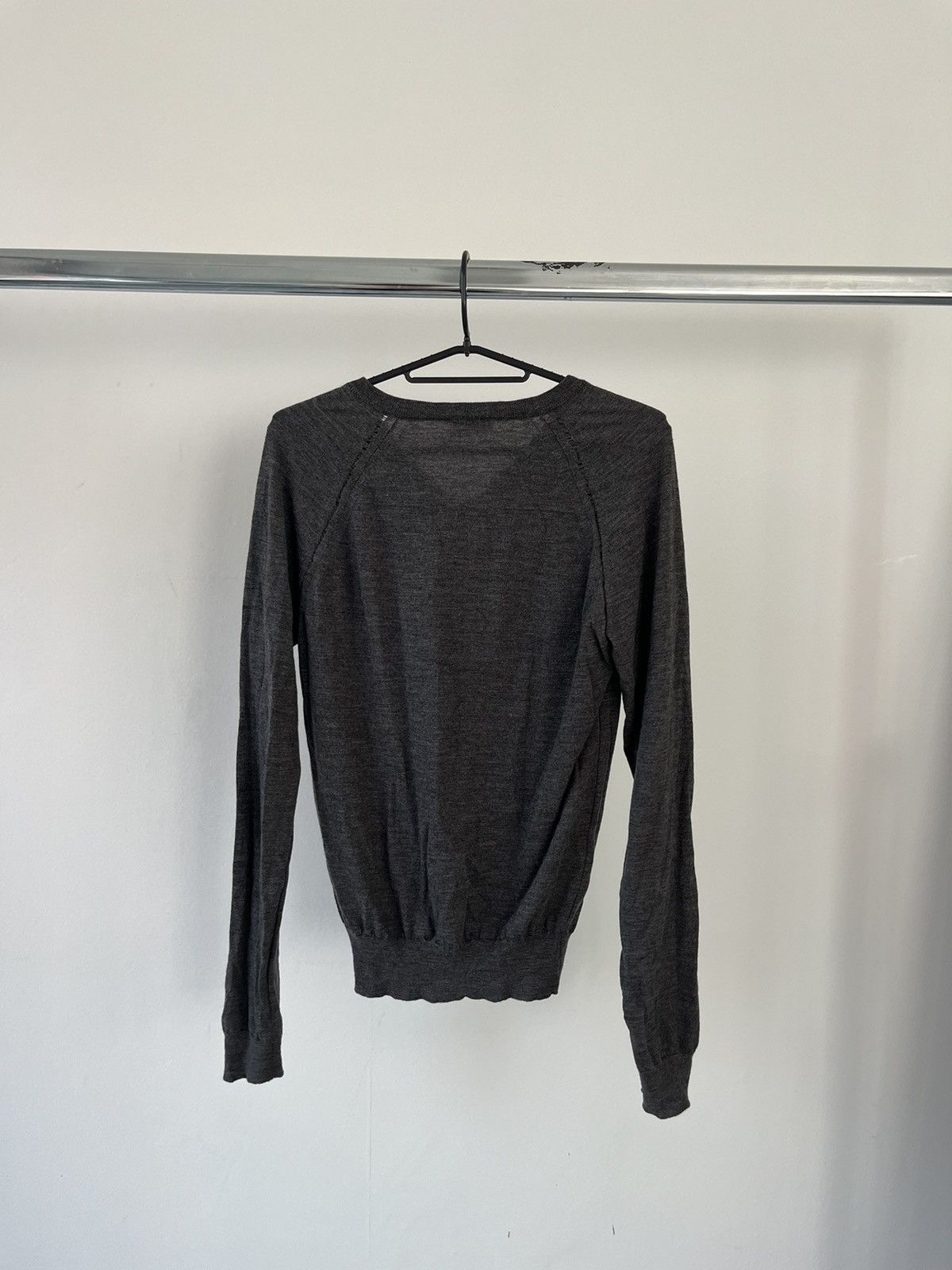 Dior Dior Homme Hedi Slimane Grey Distressed Wool V Neck Sweater Size US S / EU 44-46 / 1 - 5 Thumbnail
