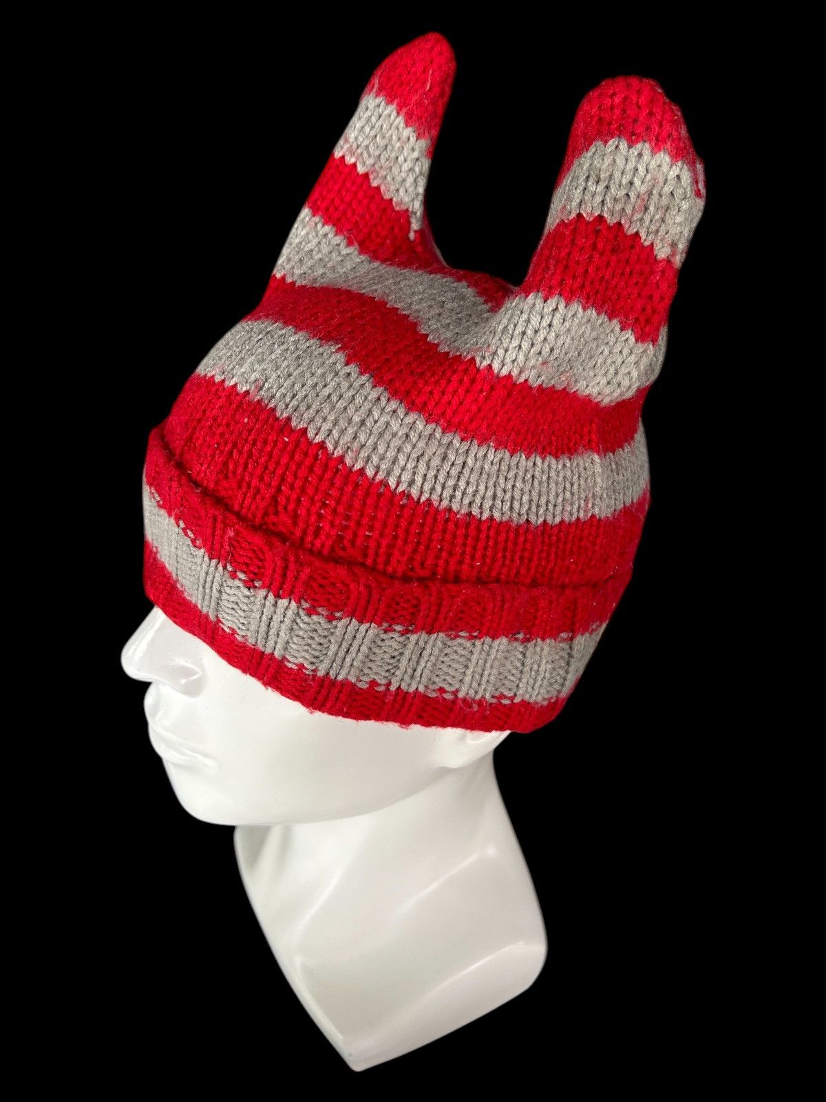 Japanese Brand × Kapital × Vintage Horn Devil Stripe Knitted Beanie Hats Rare ☠️☠️ Size ONE SIZE - 1 Thumbnail