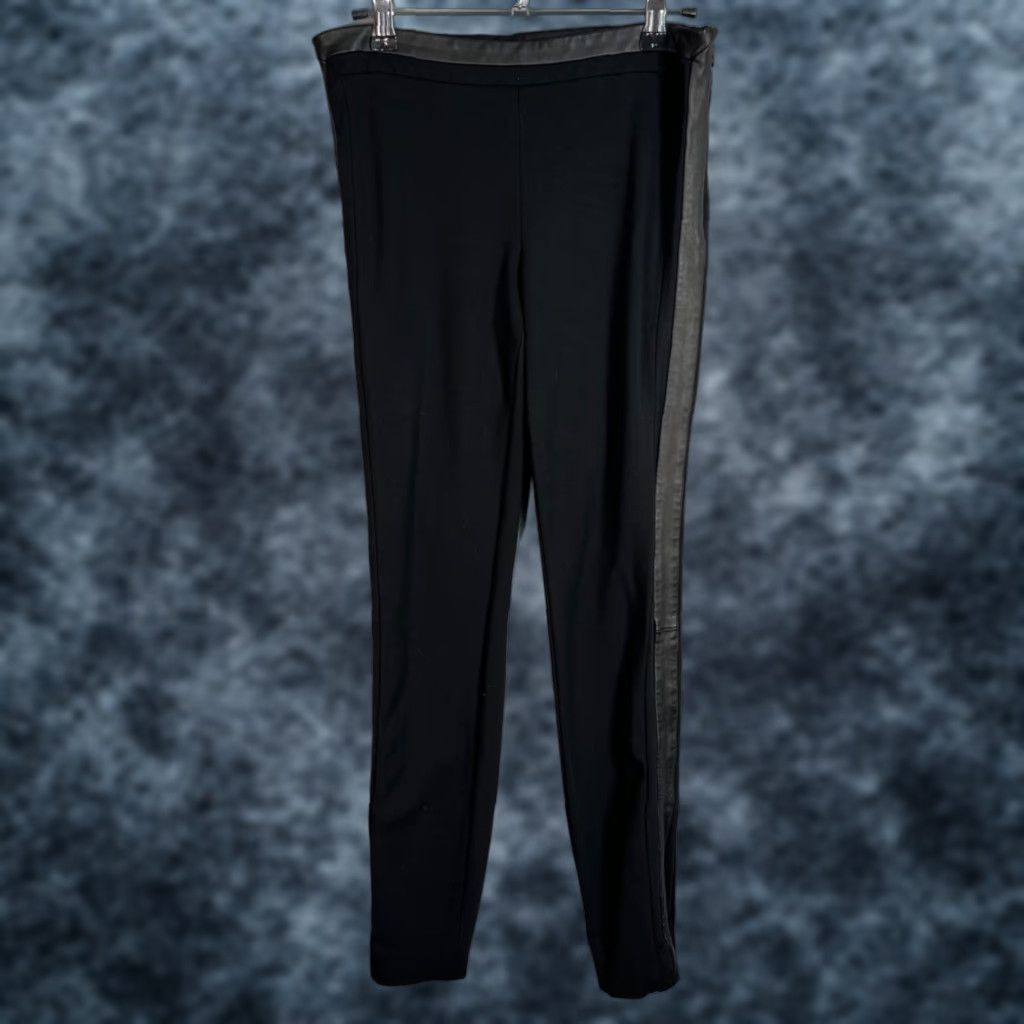 Diane von Furstenberg Diane von Furstenberg Womens 6 Black Pants W/ Faux Leather Side Trim Skinny Ankle Modern Dress/Pair? Size 28" / US 6 / IT 42 - 1 Thumbnail