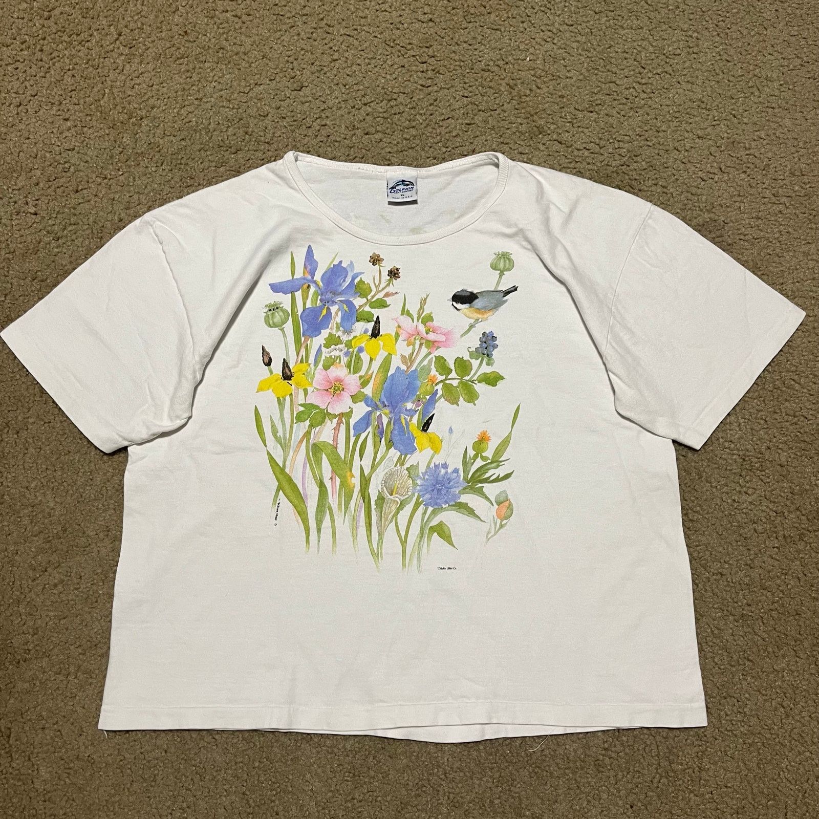 Other Vintage 90s Floral Flower Bird Nature Tee XL Size XL / US 12-14 / IT 48-50 - 1 Thumbnail