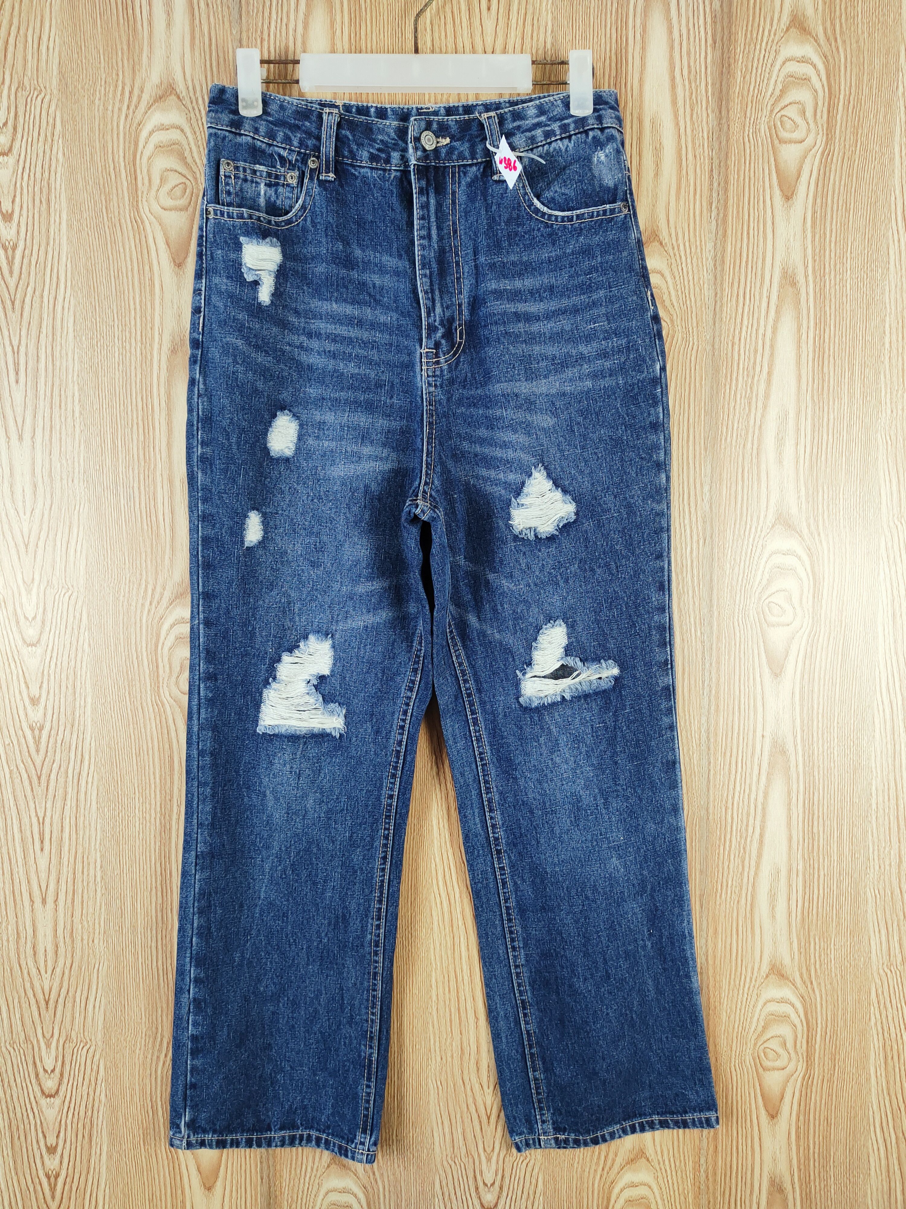 Japanese Brand Private Pause Blue Distressed Ripped Jeans #W386 Size US 28 / EU 44 - 1 Thumbnail