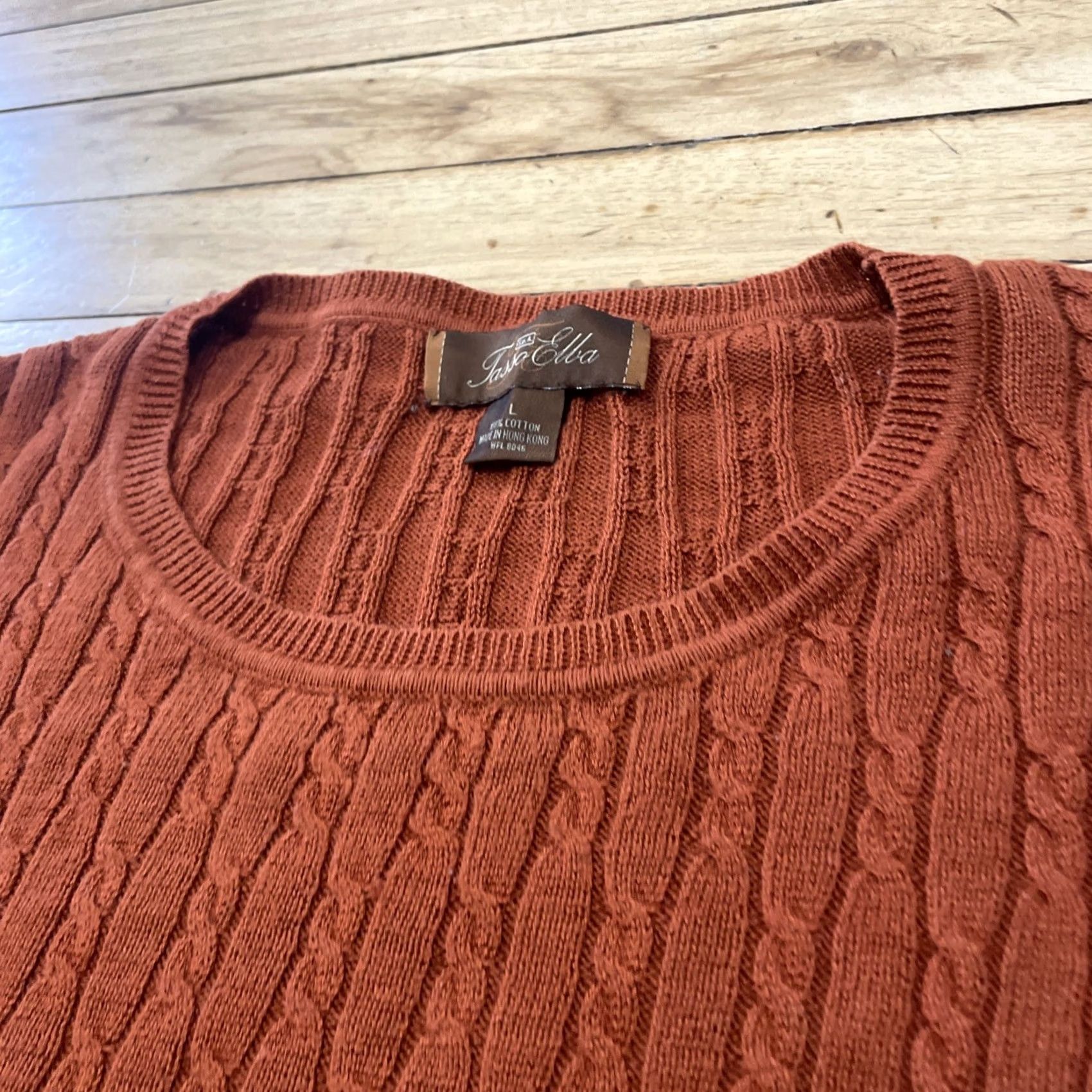 Vintage VINTAGE Tassa Elba Orange Cable Knit Sweater Men L Halloween Fall 90s Baggy Wide Pullover Knit Shirt Mens Size US L / EU 52-54 / 3 - 4 Thumbnail