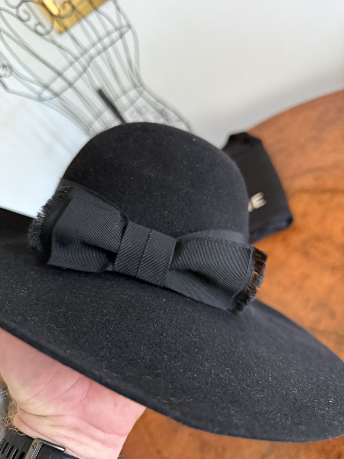 Saint Laurent Paris SS13 Saint Laurent black bow fedora hat Hedi Slimane 58 Size ONE SIZE - 3 Thumbnail
