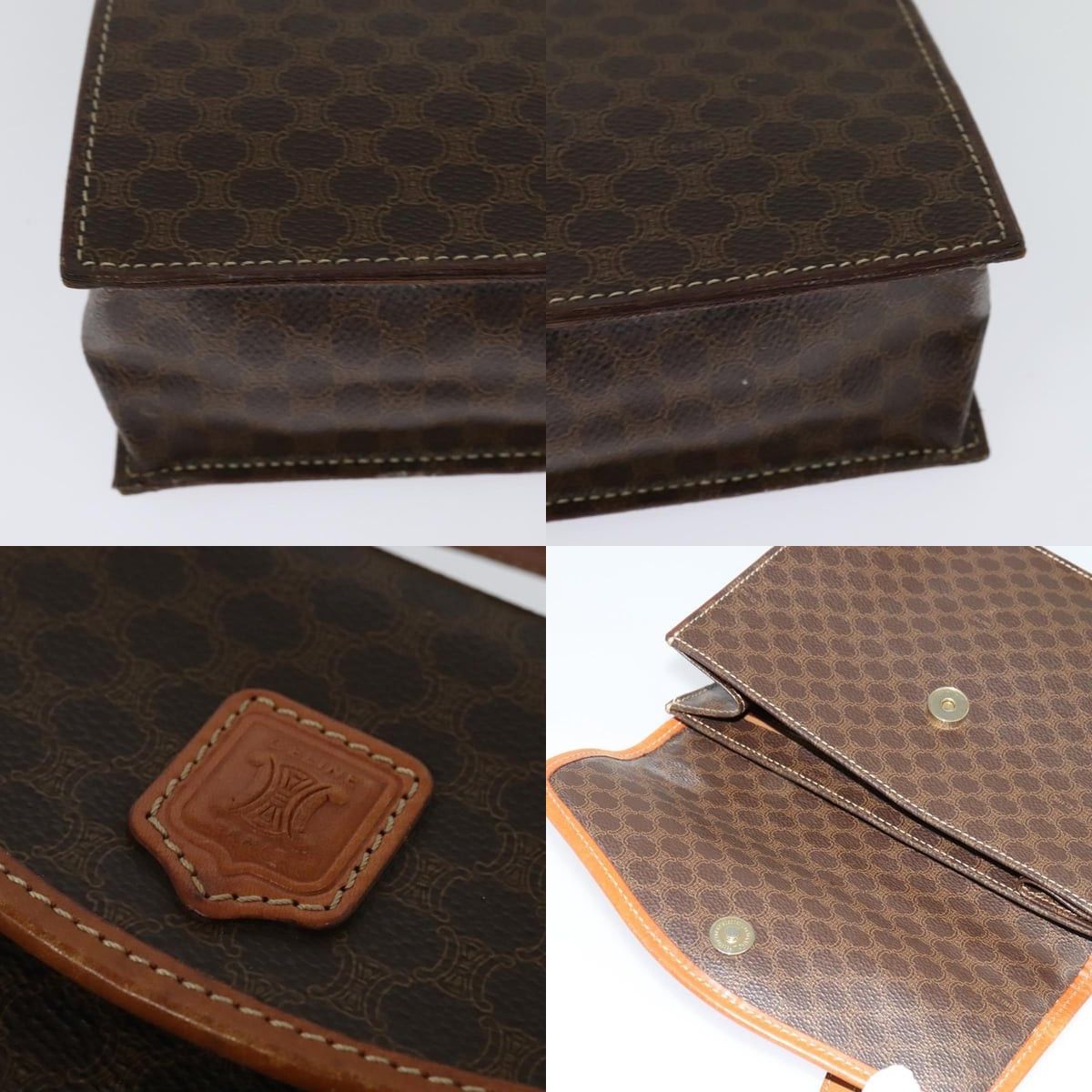 Celine CELINE Macadam Canvas Hand Bag Pvc Leather Brown Gold Size ONE SIZE - 11 Thumbnail