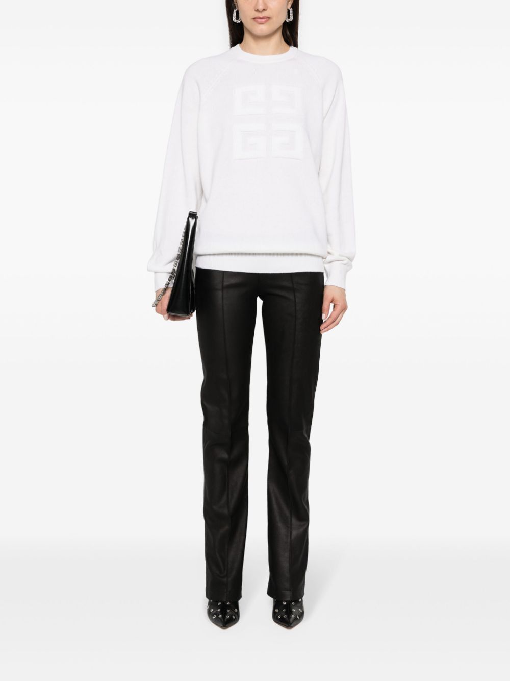 Givenchy o1srvl11e1224 4G Motif Cashmere Jumper in White Size L / US 10 / IT 46 - 2 Thumbnail