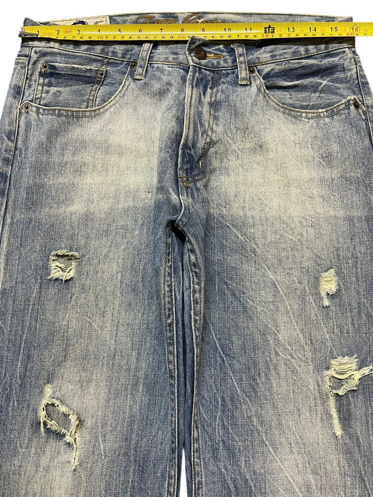 14th Addiction Vintage Japanese Brand Clawmark Wash Distress Baggy Jeans Size US 31 - 12 Thumbnail