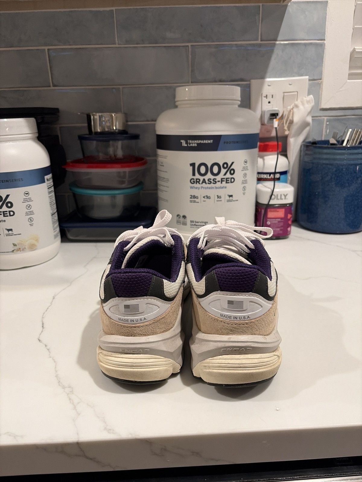New Balance New Balance 990 Khaki/Purple MiUSA Size US 10 / EU 43 - 3 Thumbnail