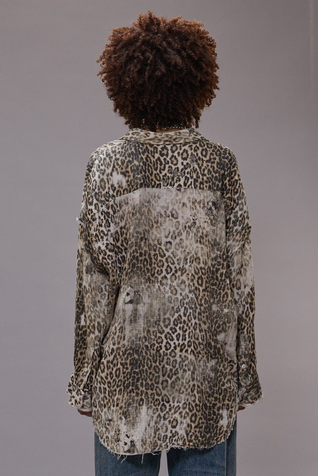 R13 Shredded Seam Drop Neck Shirt Leopard XS Size XS / US 0-2 / IT 36-38 - 5 Thumbnail