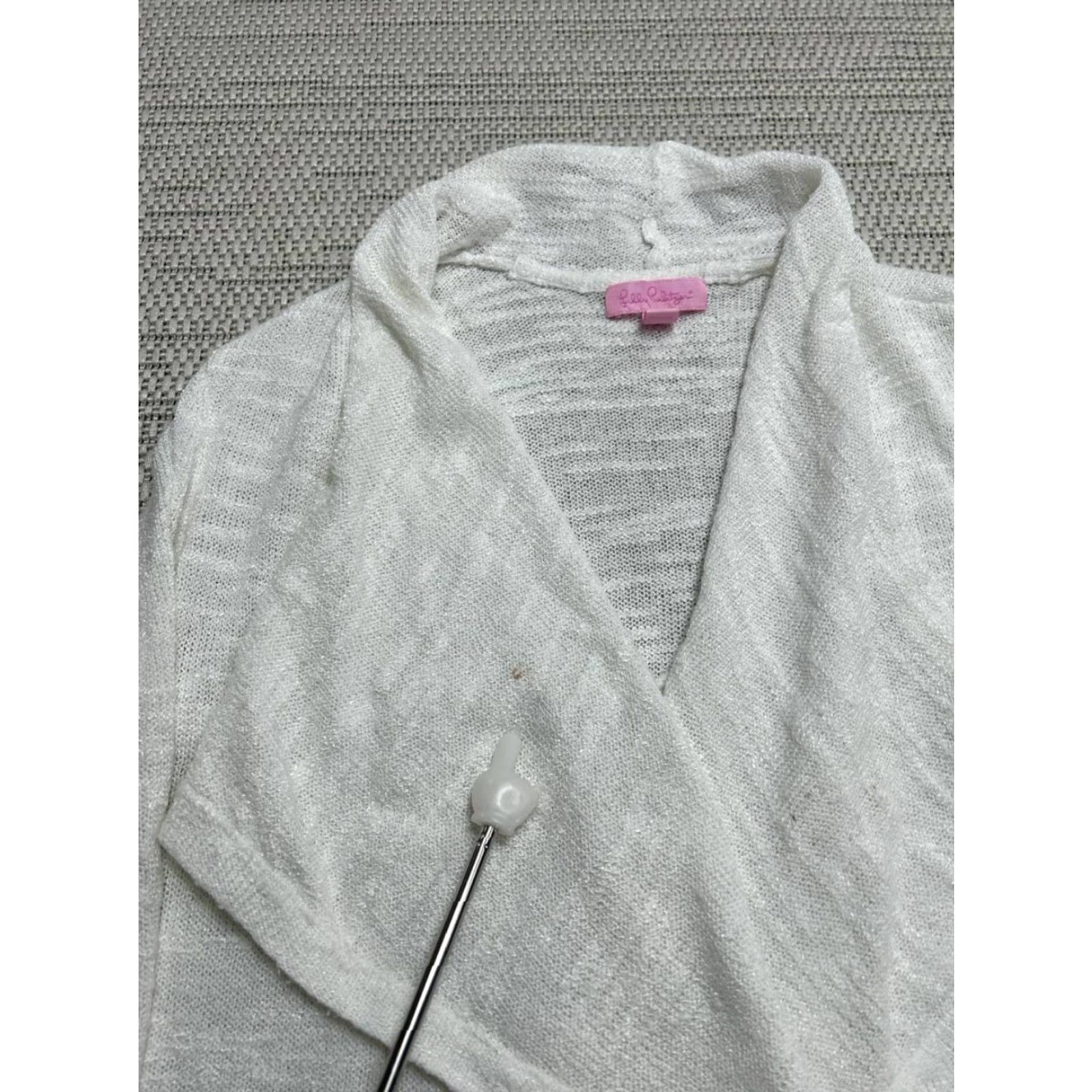 Lilly Pulitzer Lilly Pulitzer Cardigan Sweater Womens Small Open Front Knit Classic White Size S / US 4 / IT 40 - 3 Thumbnail