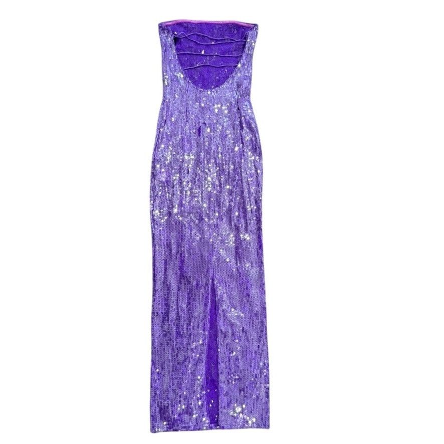Retrofete Retrofête Strapless Sequin Lucia Dress in Purple, Size S Size S / US 4 / IT 40 - 6 Thumbnail