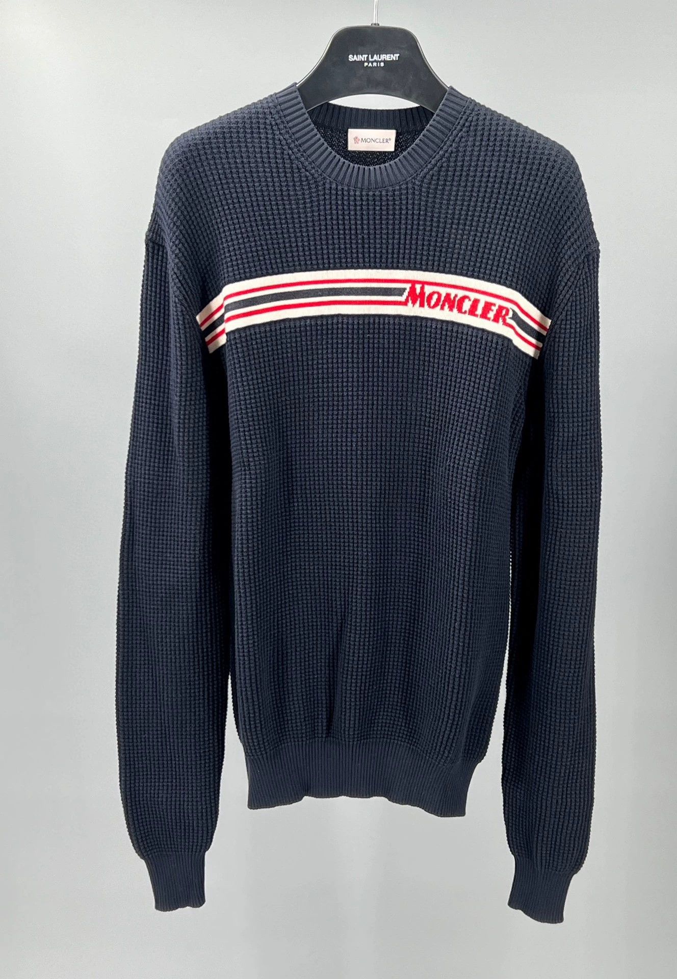 Moncler blue cotton pullover sweater by Moncler Size US S / EU 44-46 / 1 - 1 Thumbnail