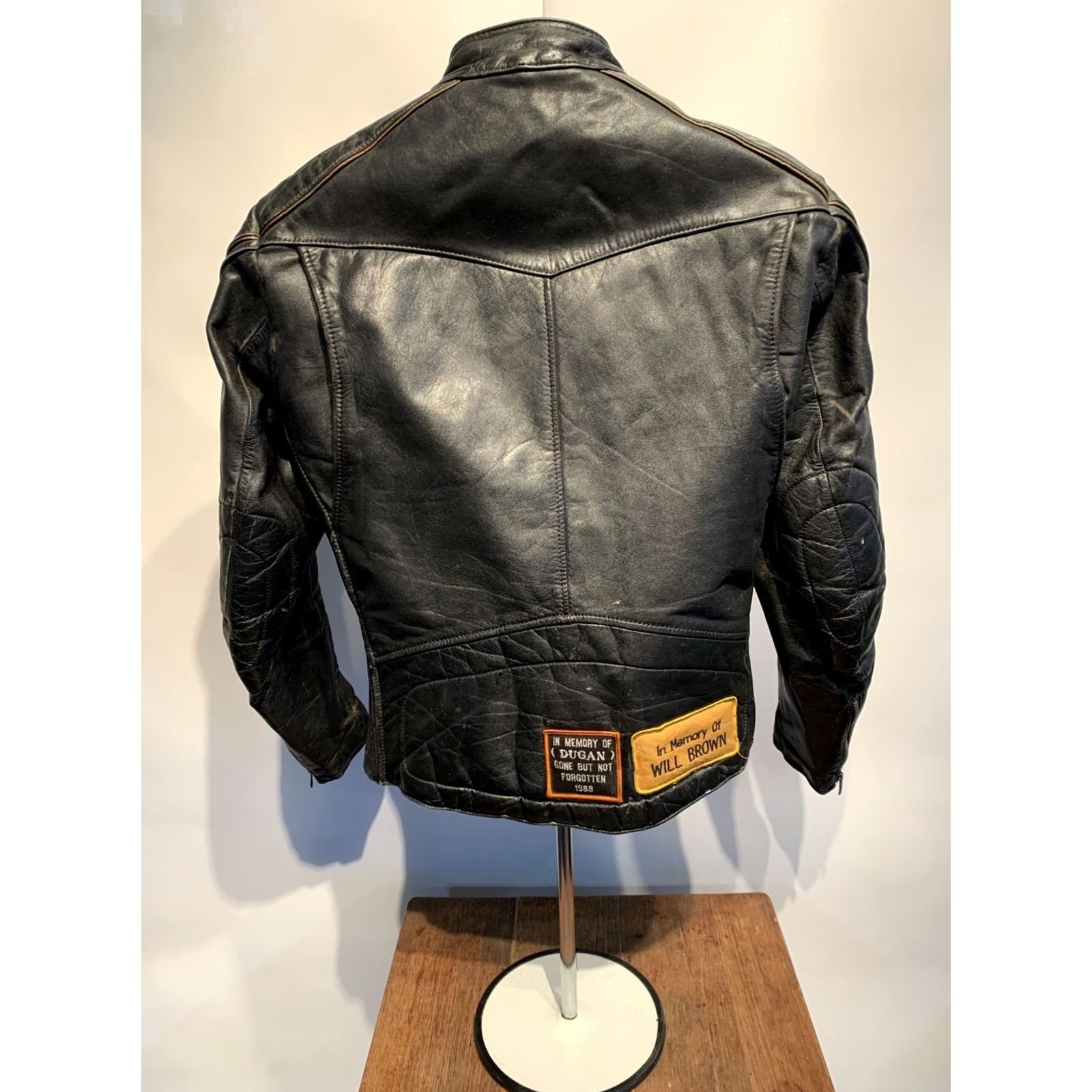 ESPIRIT VINTAGE Espirit Motorcycle Jacket Cafe Racer Mens 40 Leather Padded Quilted Black Coat Size US XXS / EU 40 - 4 Thumbnail