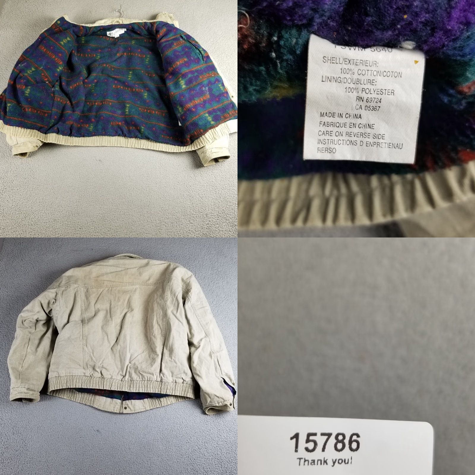 Vintage VINTAGE Columbia Work Jacket Coat - Canvas, Lined, Full Zip - Adult XL - Beige - 90s Aztec Western Hunting Style Men Size US XL / EU 56 / 4 - 8 Thumbnail