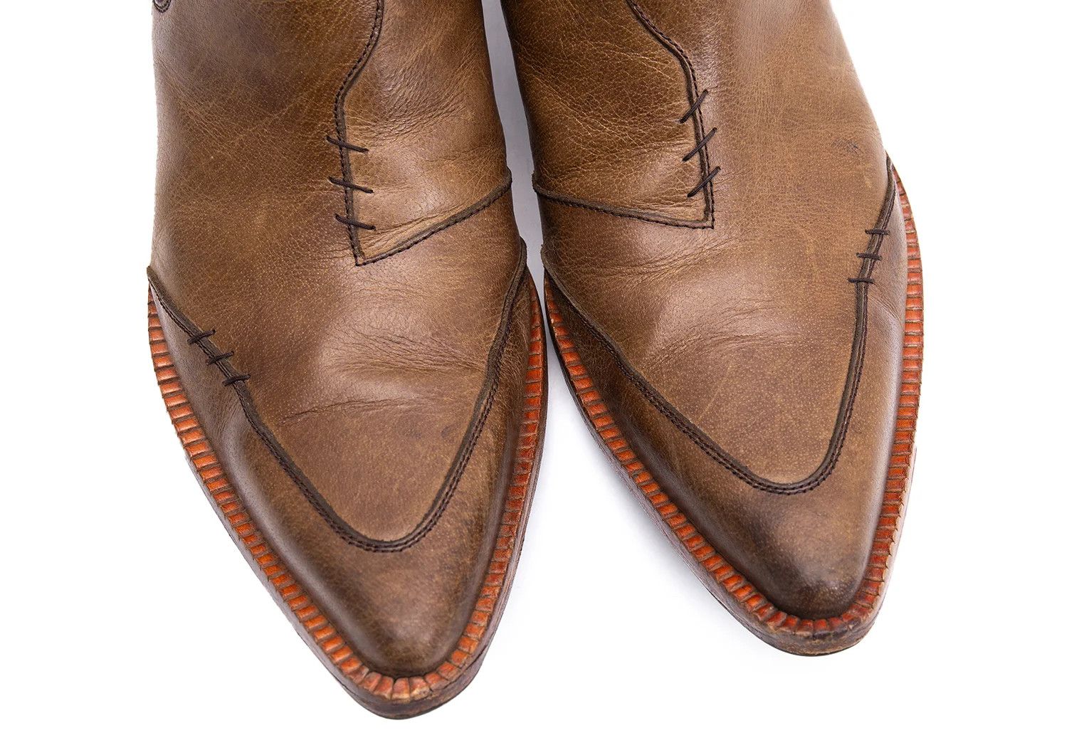 Jean Paul Gaultier Brown Leather Short Ankle Boots with Side Gore Size US 7 / EU 40 - 6 Thumbnail