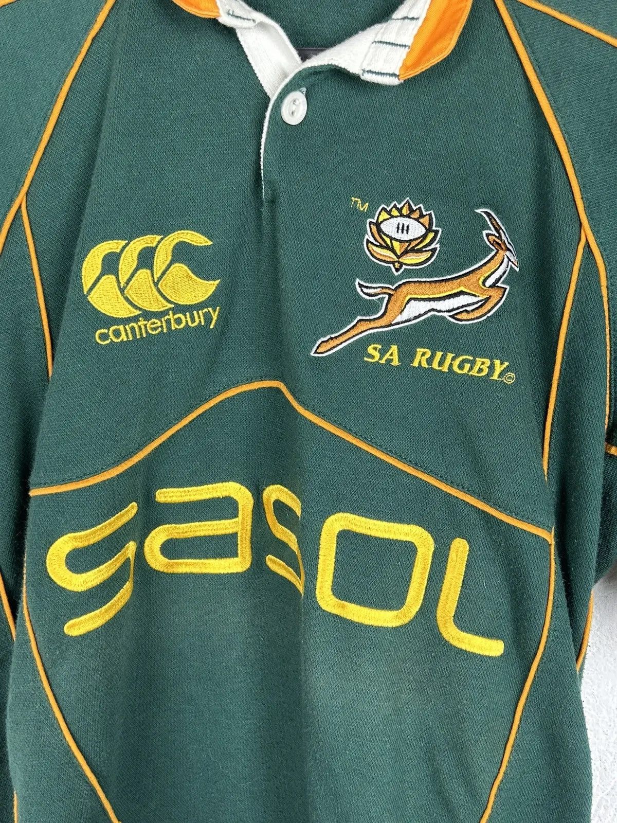 Canterbury of New Zealand 00s Vintage Canterbury x SA Rugby Polo Shirt In Green Size US S / EU 44-46 / 1 - 2 Thumbnail