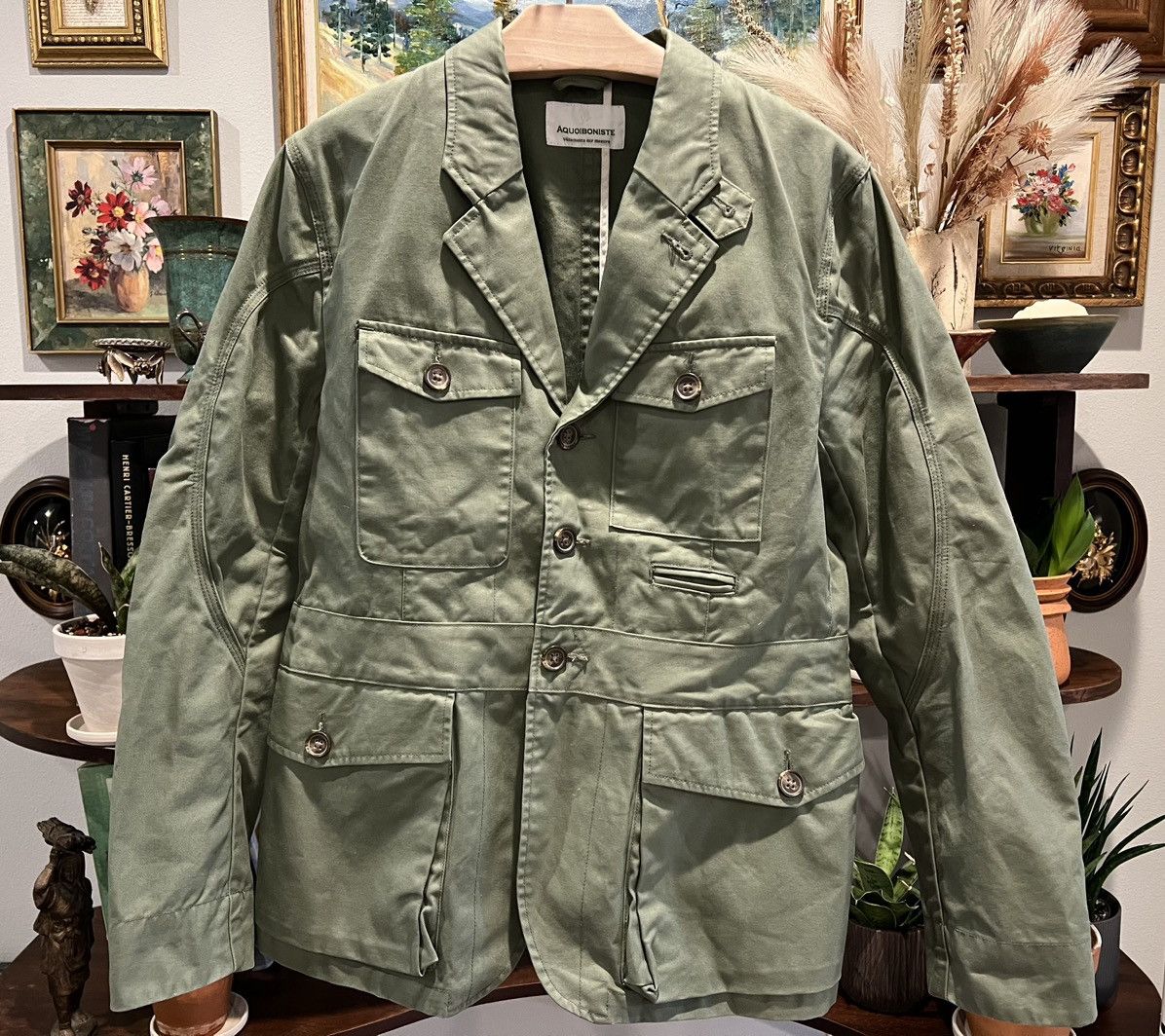 image of Drakes x Engineered Garments Aquoibonsite Field Jacket Needles Field Jacket in Green (Size Small)