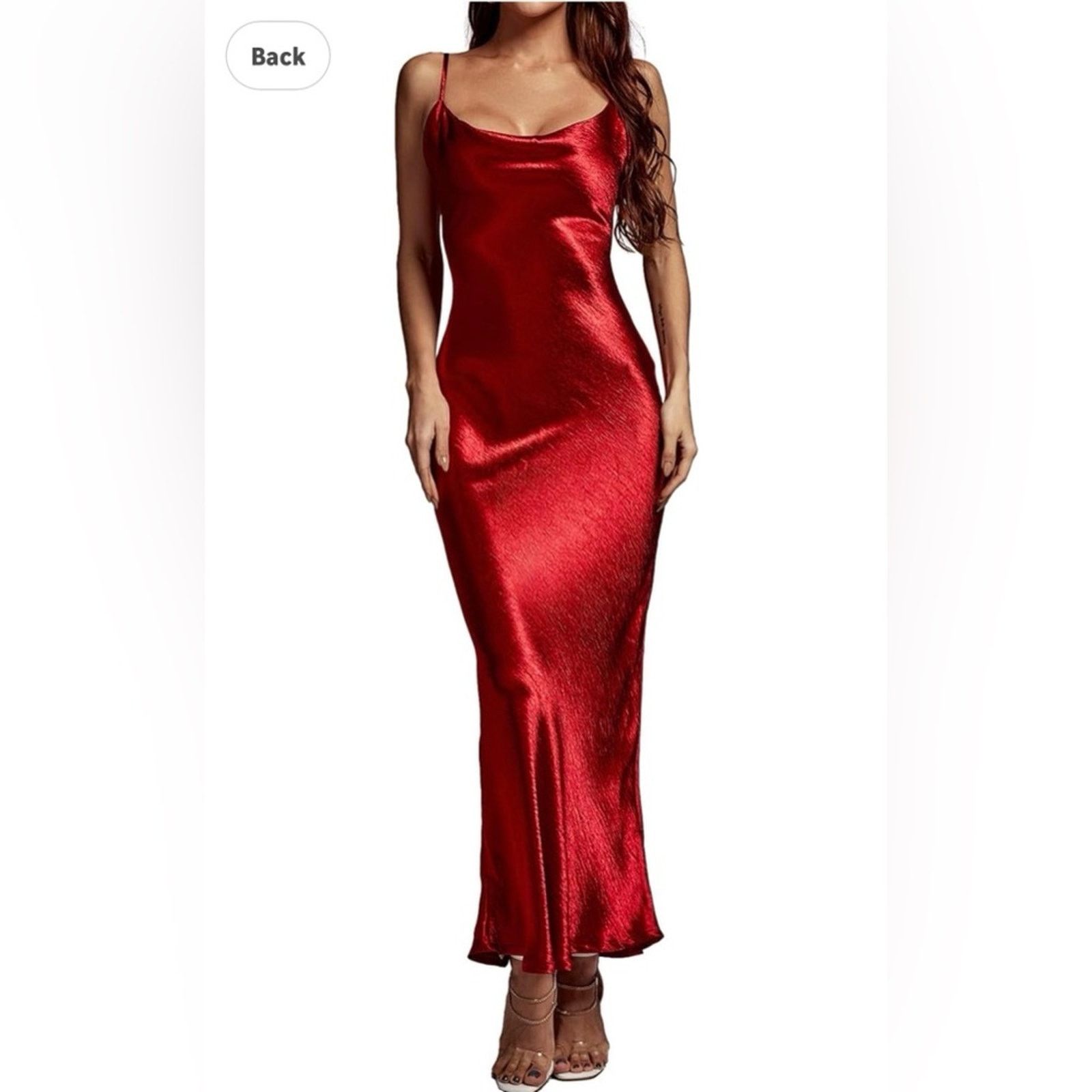 Other New Elegant Red Satin Evening Gown size S/M Size S / US 4 / IT 40 - 1 Thumbnail