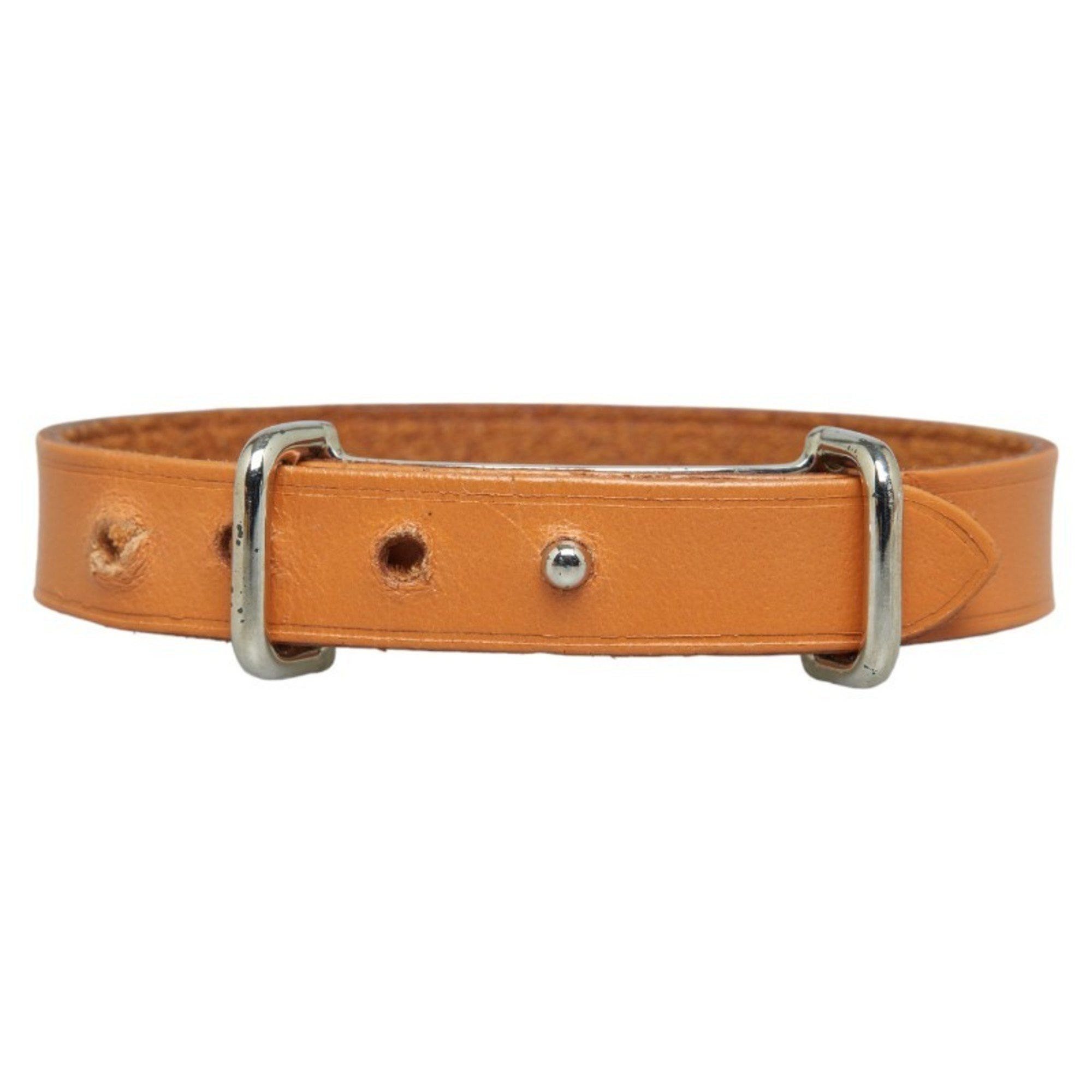 image of Hermes Api2 Bracelet Silver Brown Metal Leather Women's Hermes