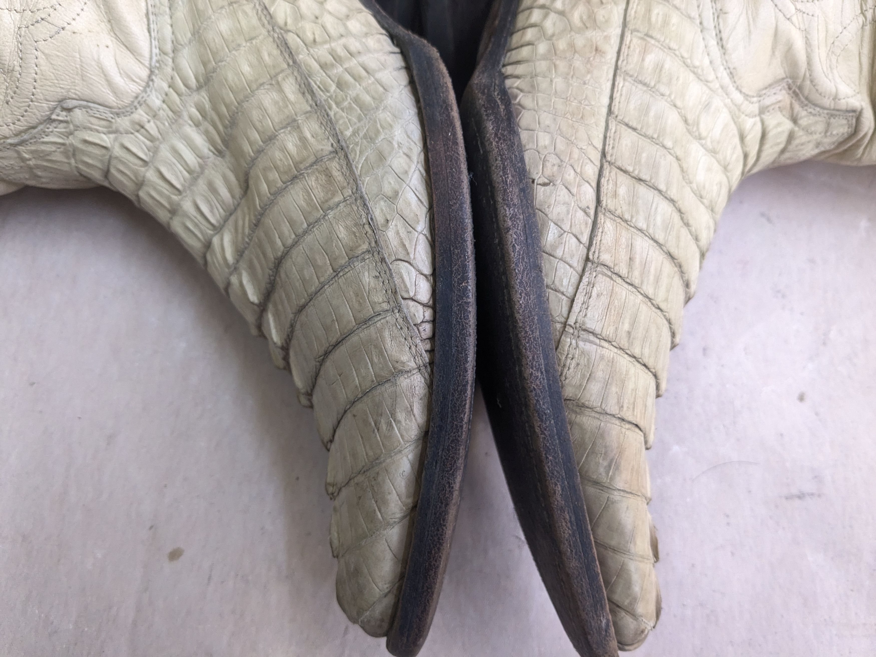 Genuine Leather Vintage Cowboy Boots Crocodile White 8.5 Leather Size US 8.5 / EU 41-42 - 7 Thumbnail