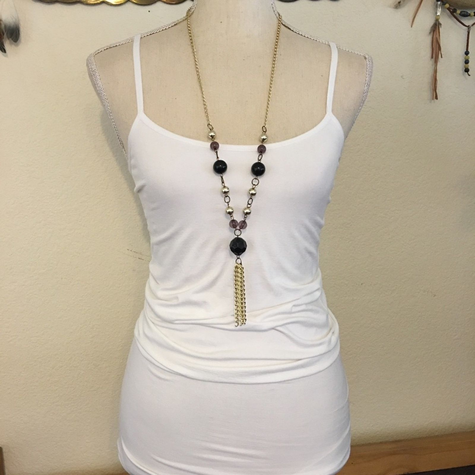 Vintage Vintage 80s beaded chain tassel long necklace Size ONE SIZE - 4 Thumbnail