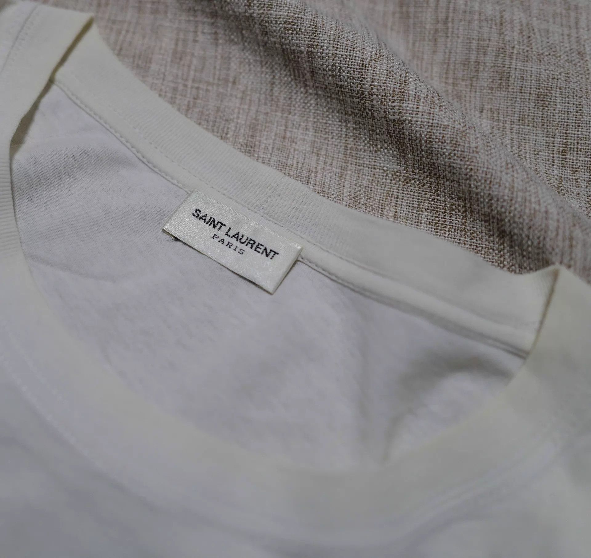 Saint Laurent Paris SLP 16AW Cream White Hand Painted Distressed Tee XL Size US XL / EU 56 / 4 - 3 Thumbnail