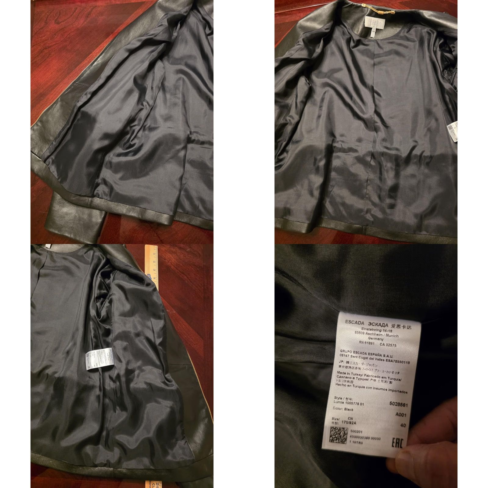 Escada Escada Sport Jacket Womens 40 Black Leather Collarless Zip Drawstring Waist Jacket Size S / US 4 / IT 40 - 10 Thumbnail